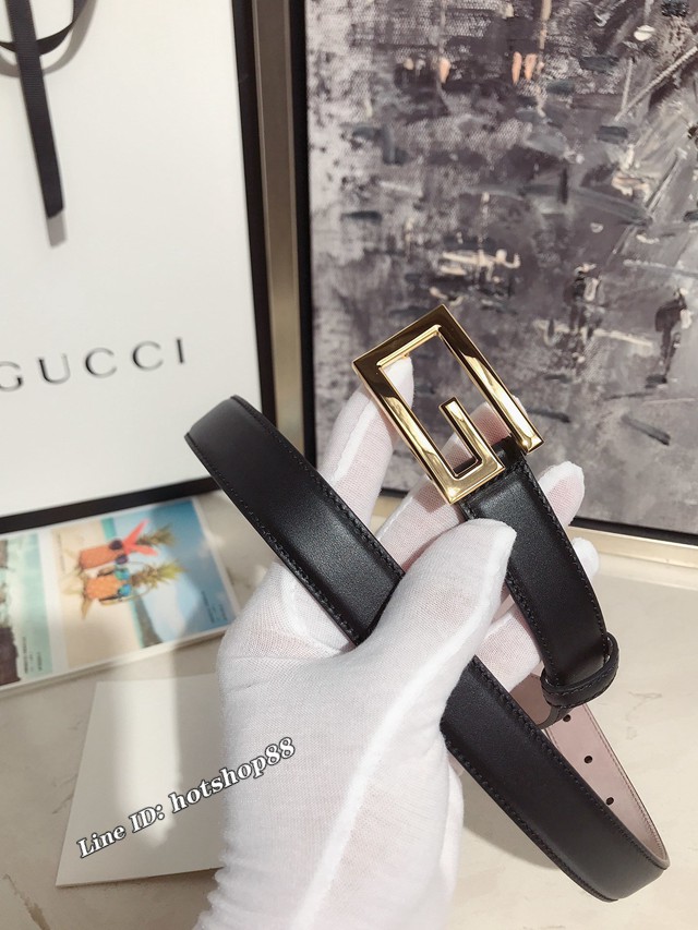 Gucci經典女士皮帶 370717 古奇方扣牛皮腰帶  jjp2044